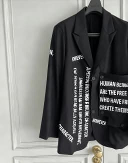 TOP-YAMAMOTO original design structure black wool suit with rear slit banquet suit jacket