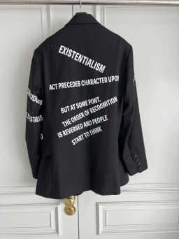 TOP-YAMAMOTO original design structure black wool suit with rear slit banquet suit jacket