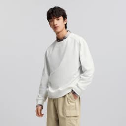 Semir Pullover Men Solid Color Simple Versatile 2025 New Spring Long Sleeve Top Casual Round Neck Top