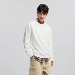 Semir Pullover Men Solid Color Simple Versatile 2025 New Spring Long Sleeve Top Casual Round Neck Top