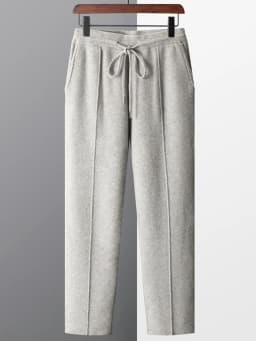100% Wool Men's Knitted Long Pants Autumn Winter Thickened Slim Fitting Solid Color Warm Flat Corner Pants Leisure