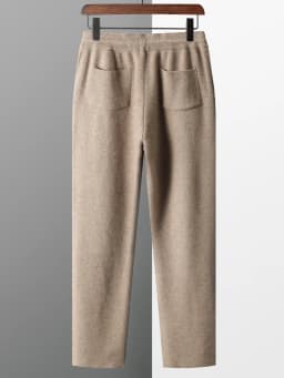 100% Wool Men's Knitted Long Pants Autumn Winter Thickened Slim Fitting Solid Color Warm Flat Corner Pants Leisure