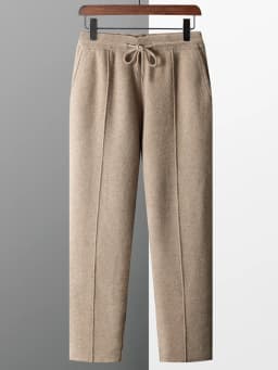 100% Wool Men's Knitted Long Pants Autumn Winter Thickened Slim Fitting Solid Color Warm Flat Corner Pants Leisure