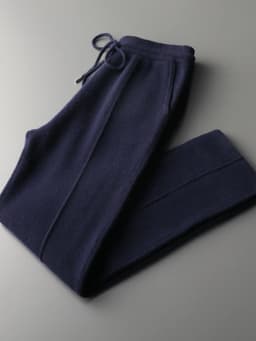 100% Wool Men's Knitted Long Pants Autumn Winter Thickened Slim Fitting Solid Color Warm Flat Corner Pants Leisure