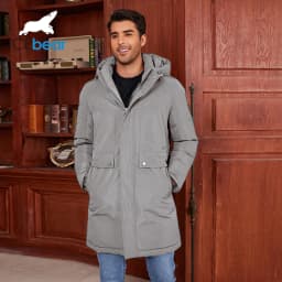 Icebear 2024 New Winter Men's Jacket Midi Big Hood Thermal Coat Fashion Men's Jacket MWD4292I