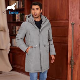Icebear 2024 New Winter Men's Jacket Midi Big Hood Thermal Coat Fashion Men's Jacket MWD4292I
