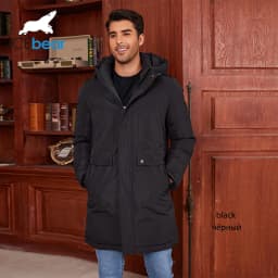 Icebear 2024 New Winter Men's Jacket Midi Big Hood Thermal Coat Fashion Men's Jacket MWD4292I