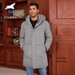 Icebear 2024 New Winter Men's Jacket Midi Big Hood Thermal Coat Fashion Men's Jacket MWD4292I