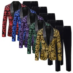 High-end Velvet Sequin Men's Wedding Prom Party Suits Singer Host Stage Performance Luxury Blazer and Pants