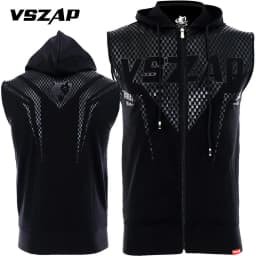 VSZAP Men's Sleeveless Hoodie MMA Fighting Vest Quick-Dry Breathable Gym Workout Training Boxing Muay Thai Jiu-Jitsu