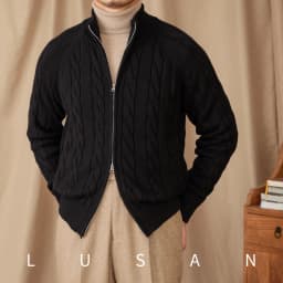 Pure Cotton Knitted British Thickened High Weight Twist Double Zipper Cardigan with Vertical Collar Sweater Jacket