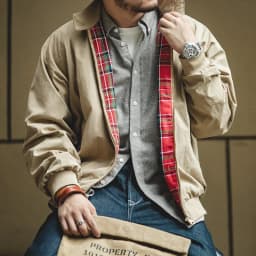 Maden Men's Vintage Khaki Jackets Retro Work Stand-collar Moto Jacket Casual Zippered Autumn and Winter Coat for Unisex Outwear