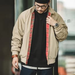 Maden Men's Vintage Khaki Jackets Retro Work Stand-collar Moto Jacket Casual Zippered Autumn and Winter Coat for Unisex Outwear