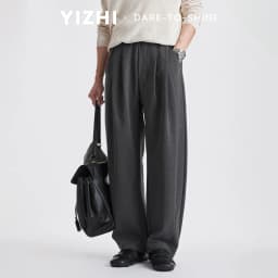 Men Lyocell Drawstring Pleated Wide Leg Casual Pants 2026 Autumn Mature Style Commuter Versatile Draped Straight Long Trousers