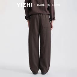 Men Lyocell Drawstring Pleated Wide Leg Casual Pants 2026 Autumn Mature Style Commuter Versatile Draped Straight Long Trousers