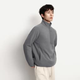 Semir Hoodie Men Warm Half-Open Placket Fleece Top Outdoor Patchwork Textured Stand Collar 2025 Winter New Men's Clothing