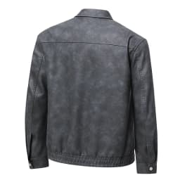 KIDWHXR Man Leather Coat Autumn Turn Down Collar Male Motorcycle Outerwear Windproof Long Sleeve Zipper Men Casual Jacket