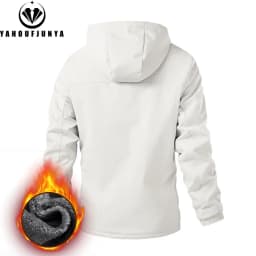 2025 New Spring Men Outdoor Hooded Windbreak Fleece Jacket Coats Men Autumn Warm Outwear Casual Fashion Solid Jacket Male Tops