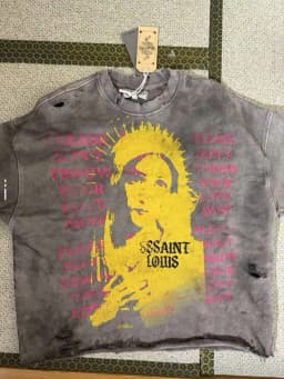 Water Washed Hole Damaged SSSAINT LOUIS Holy Female Print Sweatshirts Men Women Loose High Quality Round Neck Sweatshirts Tops