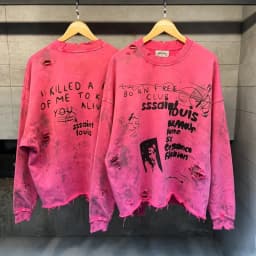 Water Washed Hole Damaged SSSAINT LOUIS Holy Female Print Sweatshirts Men Women Loose High Quality Round Neck Sweatshirts Tops