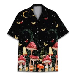 Colorful Mushroom 3d Print Hawaiian Shirt For Men Summer Vacation Plants Beach Shirts Button Short Sleeve Street Aloha Shirt