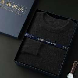 100% Pure Mink Cashmere Men's Round Neck Sweater For Autumn Winter, Casual Knitted Long Sleeved Pullover Sweater Men's Clothng