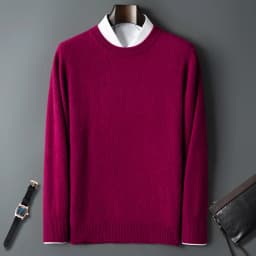 100% Pure Mink Cashmere Men's Round Neck Sweater For Autumn Winter, Casual Knitted Long Sleeved Pullover Sweater Men's Clothng