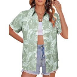 New Women's Short Sleeve T-shirt Fashion 3D Floral Print Hawaiian Style Casual Basic T-shirt Summer Lapel Short Sleeve Shirt