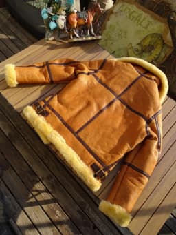 Vintage Real Fur Men Winter Warm Wool Genuine Leather Motorcycle Jacket Slim Fit Turndown Collar Classic Pilot Shearling Coat