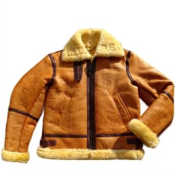 Vintage Real Fur Men Winter Warm Wool Genuine Leather Motorcycle Jacket Slim Fit Turndown Collar Classic Pilot Shearling Coat