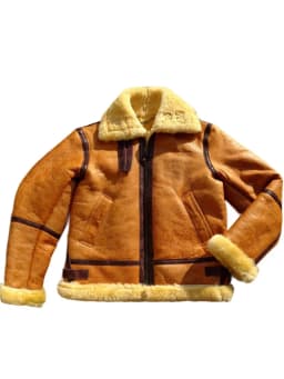 Vintage Real Fur Men Winter Warm Wool Genuine Leather Motorcycle Jacket Slim Fit Turndown Collar Classic Pilot Shearling Coat