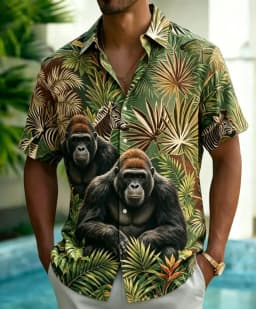 Men's Wild Jungle Animal Print Shirt, Bold Safari Style for Summer Holiday, Daily Outings, Beach Trips & Streetwear
