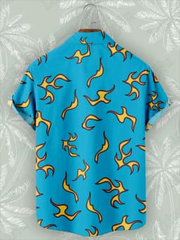 Flame Blue Hawaiian Shirt Man Summer Short Sleeve Casual Street Shirts for Men 2023 Fashion High Quality Beach Party Shirt