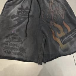 Men Cactus Jack Graffiti Printed Shorts Washed Loose Hip Hop Streetwear Drawstring Shorts