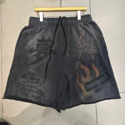 Men Cactus Jack Graffiti Printed Shorts Washed Loose Hip Hop Streetwear Drawstring Shorts