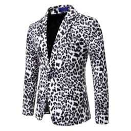 2026 Yellow Digital Print Leopard Print Suits Set for Men,Leopard Print Fashion Casual Slim-Fit Men's Blazer + Pants 2-Piece Set