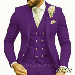 Casual Jacket Vest Pants 3Pcs Elegant Pink Wedding Suits for Men Slim Fit Notch Lapel Blazer Best Man Groom Suit Male Tuxedo Set