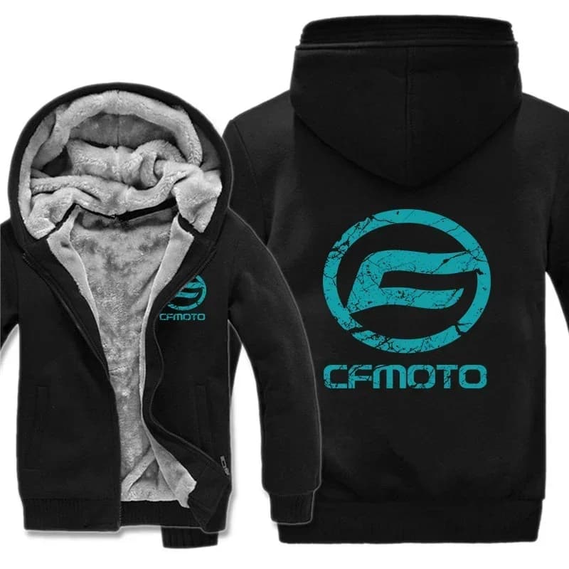 2025 MEW Cfmoto Hoodies Winter Thick Warm Fleece Zipper Men Coat Sportwear Cfmoto Sweatshirt Streetwear