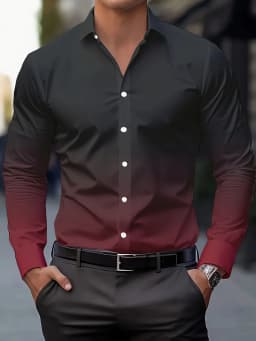 Suit shirt pink black white casual outdoor solid color striped comfortable soft lapel men's tops office plus size 2024