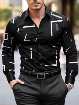 Suit shirt pink black white casual outdoor solid color striped comfortable soft lapel men's tops office plus size 2024