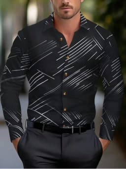 Suit shirt pink black white casual outdoor solid color striped comfortable soft lapel men's tops office plus size 2024