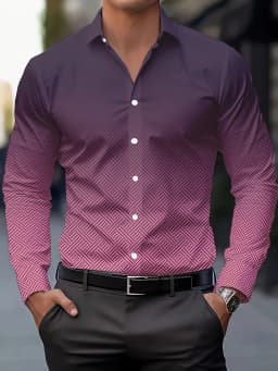 Suit shirt pink black white casual outdoor solid color striped comfortable soft lapel men's tops office plus size 2024