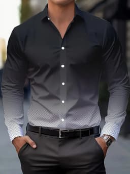 Suit shirt pink black white casual outdoor solid color striped comfortable soft lapel men's tops office plus size 2024