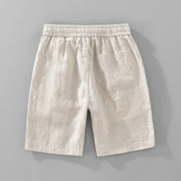 Summer New Casual Breathable Pure Linen Shorts for Men Clothing Straight Solid Color Summer Pants EC1362