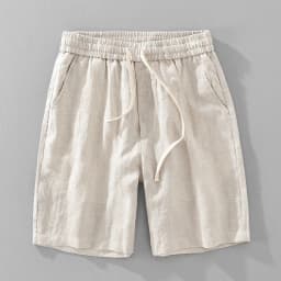 Summer New Casual Breathable Pure Linen Shorts for Men Clothing Straight Solid Color Summer Pants EC1362
