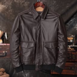 Bomber A2 Pilot Genuine Leather Jacket Men Warm 100% Cow Leather Air Force Coat Dark Brown Men's Cowhide Motorcycle Jackets