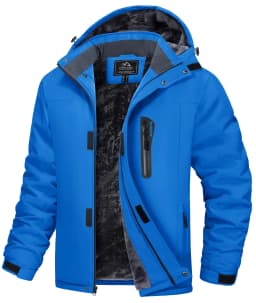 Men’s Winter Waterproof Fleece Jacket Warm Windproof Hooded Ski Snowboard Hiking Outdoor Parka Coat Multi-Pocket