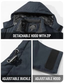 Men’s Winter Waterproof Fleece Jacket Warm Windproof Hooded Ski Snowboard Hiking Outdoor Parka Coat Multi-Pocket