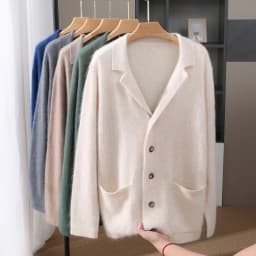 New Mink Wool Cardigan Men's Padded Sweater Coat Business Casual Knitted Cashmere Sweater Coat