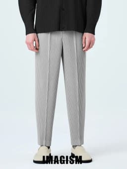 Miyake High Quality Loose Leggings Men's Wrinkled Casual Western Pants Straight Tube Mid Seam Pants Japanese Streetwear
